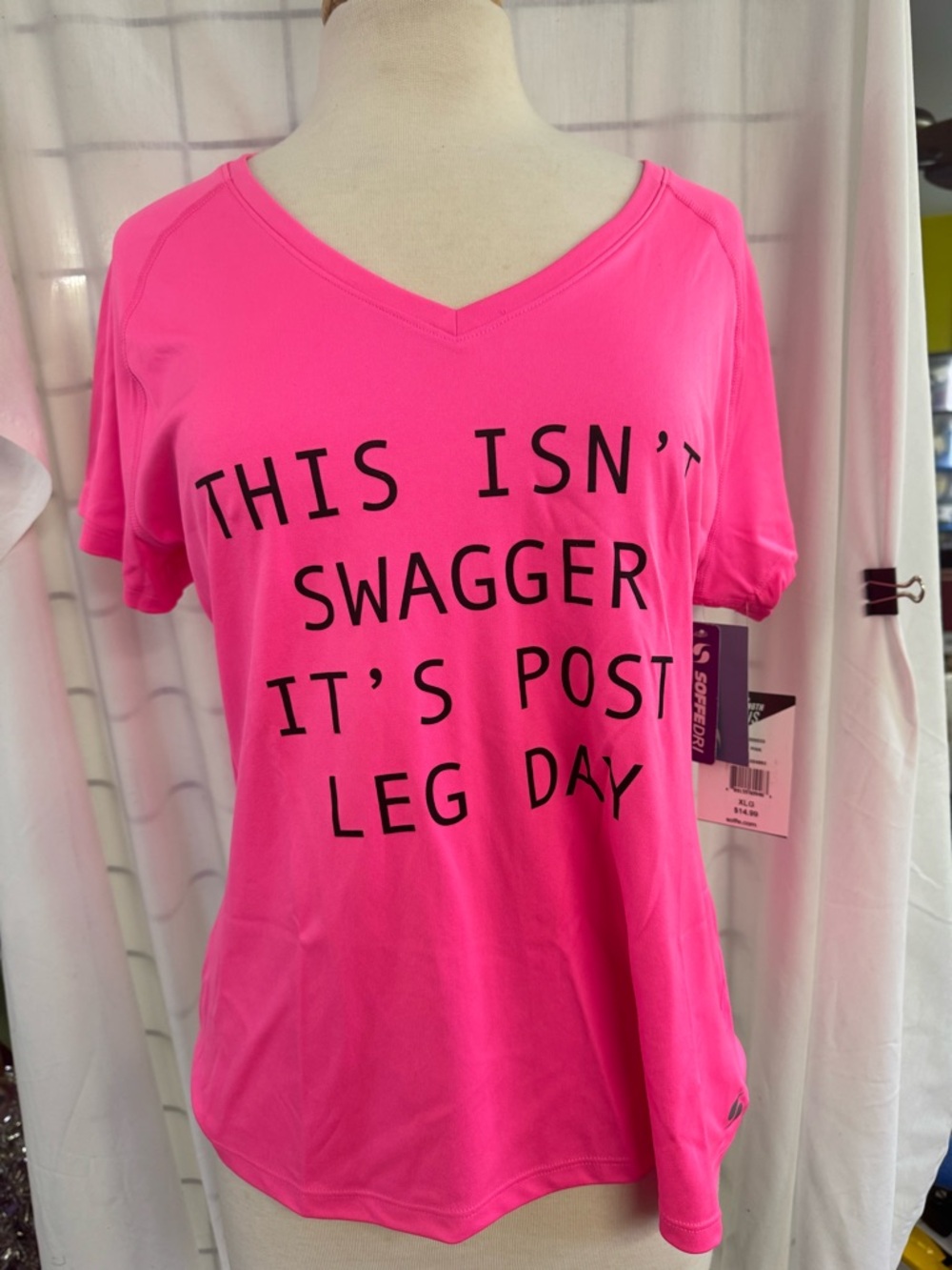 Pink Swagger Athletic Tee Shirt -Workout Gym Yoga Exercise Spa Fitness NWT